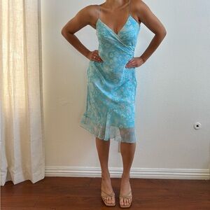 New York & Company Asymmetrical Blue Dress